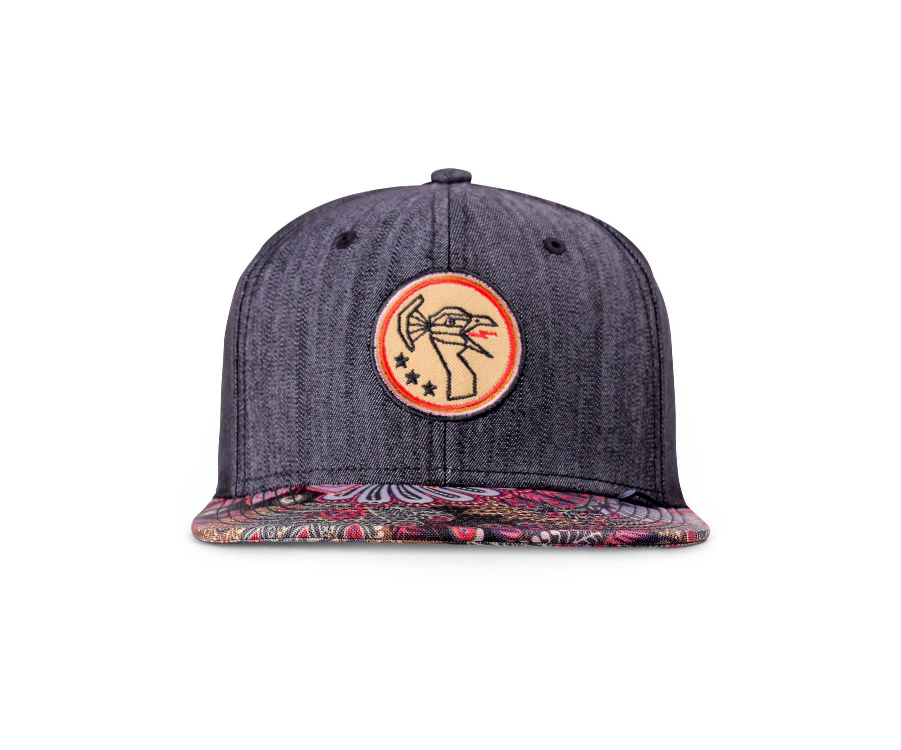 6 Panel Snapback Cap Peacock Linen Rev.