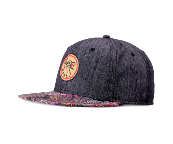6 Panel Snapback Cap Peacock Linen Rev.